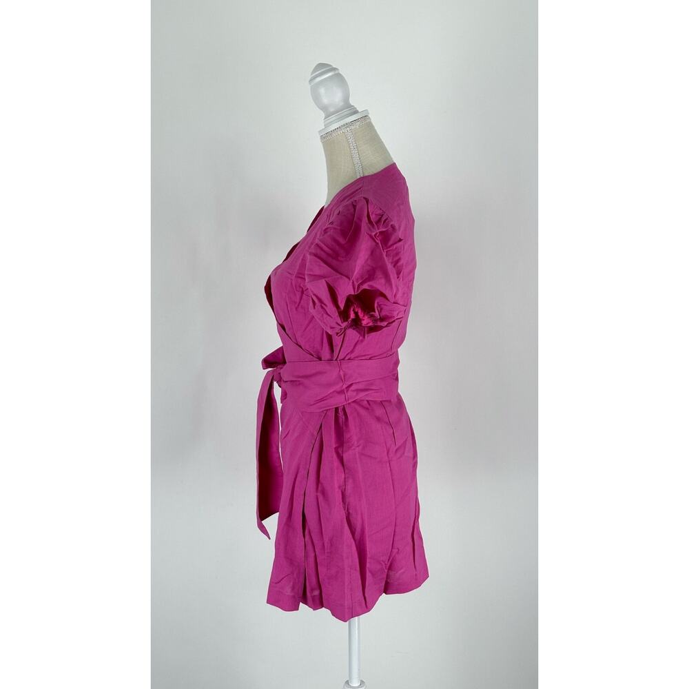 Charlie Holiday Womens Margaux Wrap Dress Short Puff Sleeve Size XS Magenta NWT - Picture 9 of 16